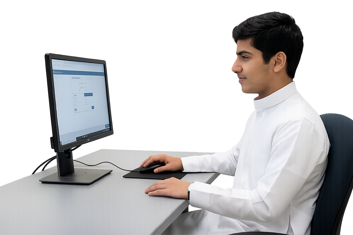 طالب يؤدي اختبارًا محاكيًا